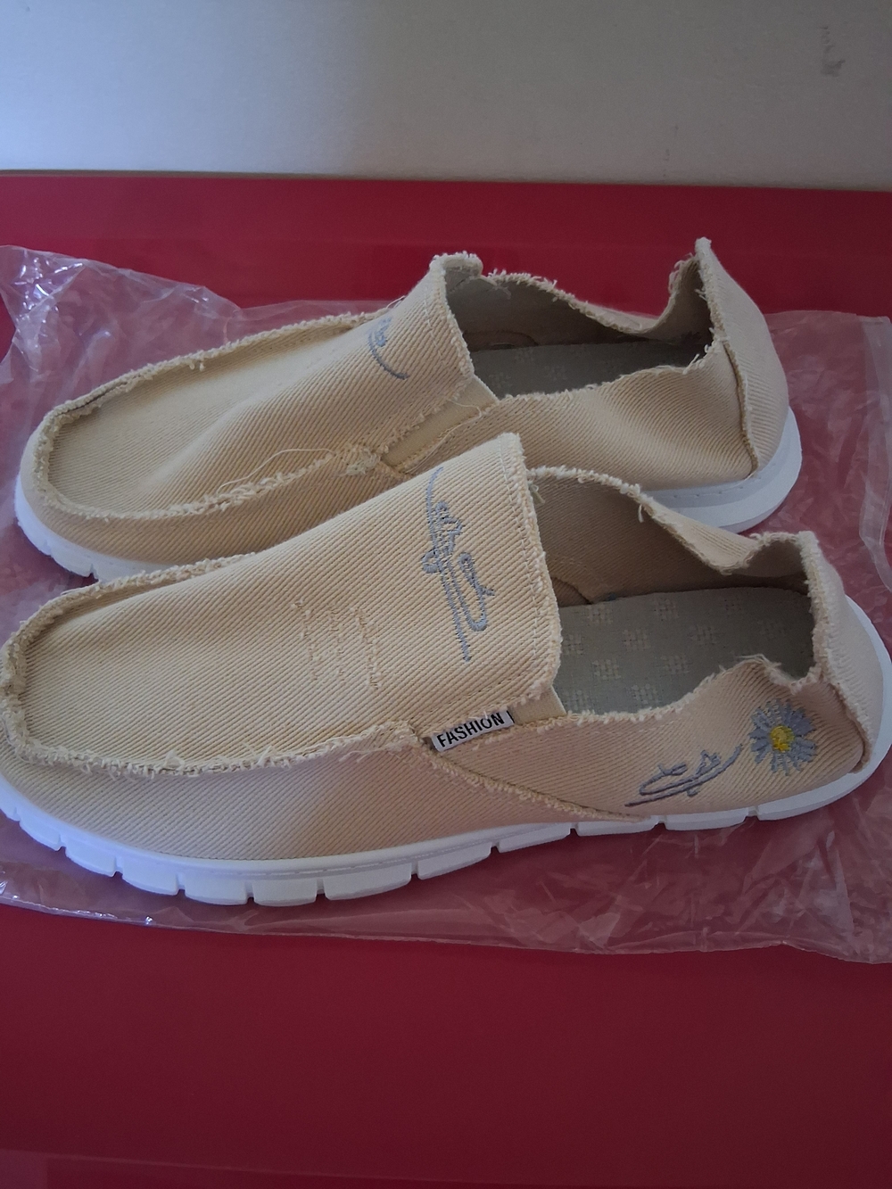 Beige Canvas Slip-On Mule Clogs for Women - Lightweight Comfort